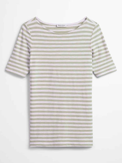 Ladies Striped Boat Neck T-Shirt