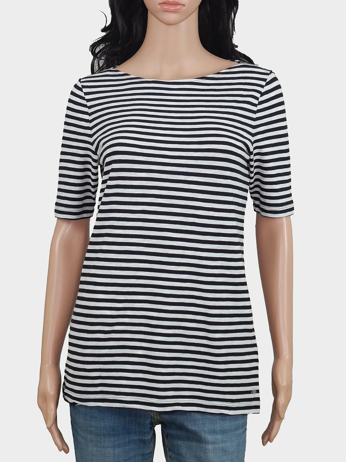 Ladies Striped Boat Neck T-Shirt