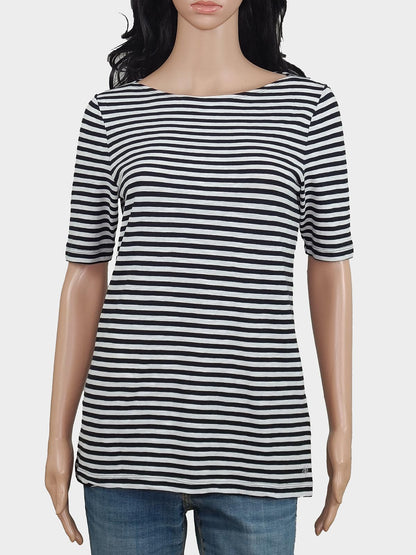 Ladies Striped Boat Neck T-Shirt