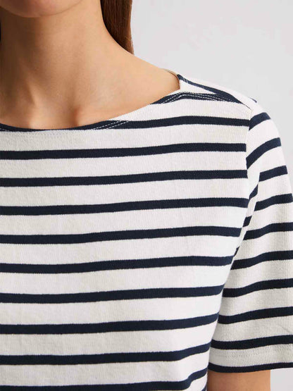 Ladies Striped Boat Neck T-Shirt