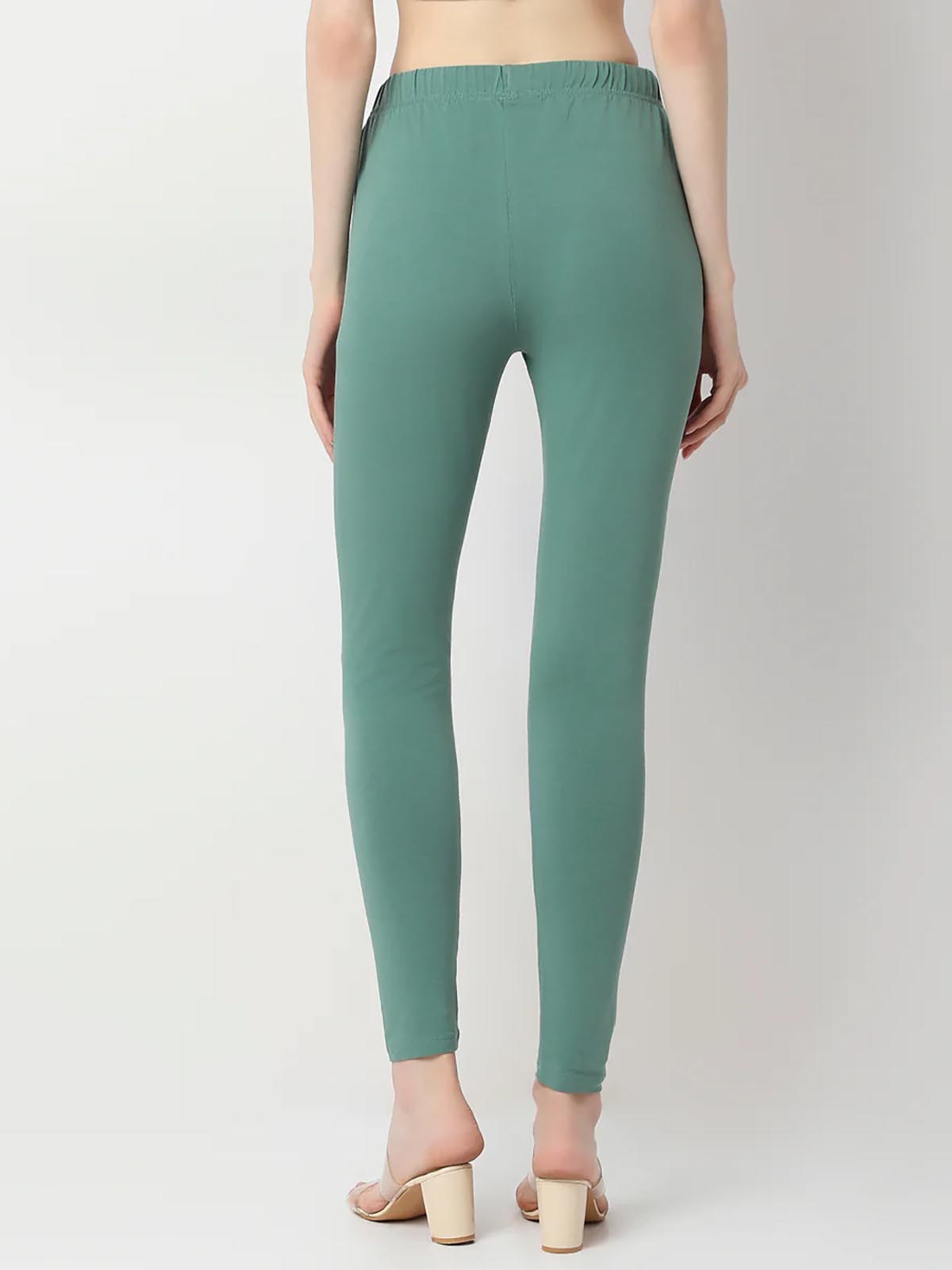 Ladies Slim Fit Ankle Legging Green