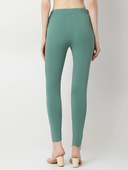 Ladies Slim Fit Ankle Legging Green