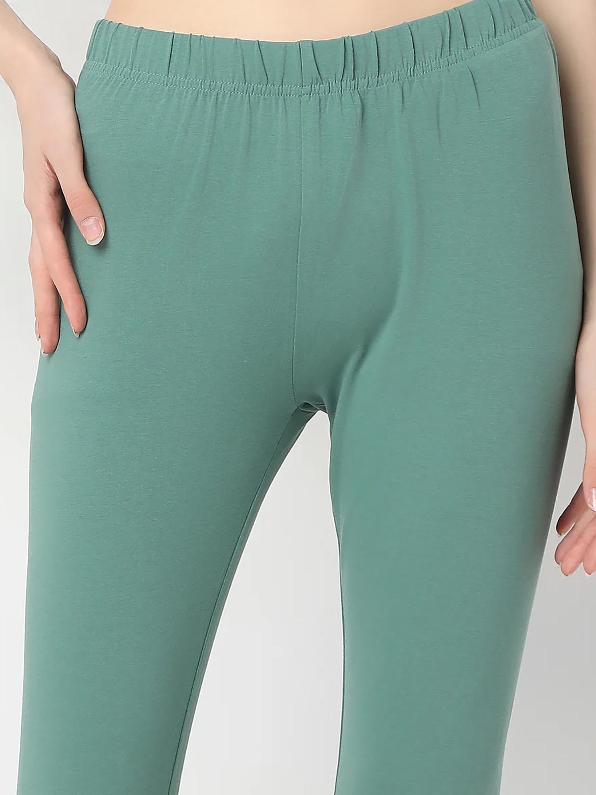 Ladies Slim Fit Ankle Legging Green