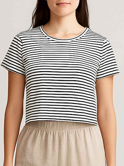 Ladies Striped Viscose Crop Top