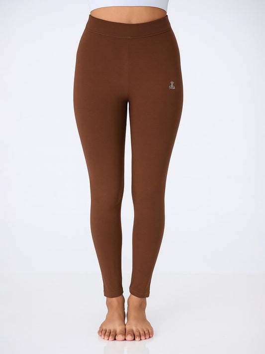 Ladies Ankle Fit Brown Leggings
