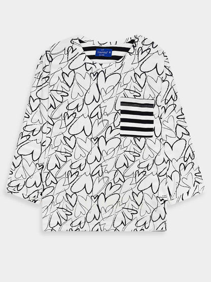 Ladies 3/4th Sleeve White AOP Top