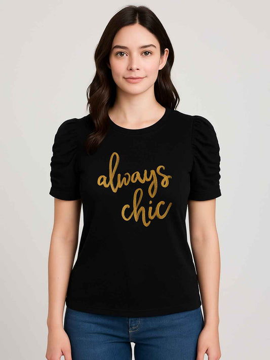 Ladies Stretch Bling Black T-Shirt