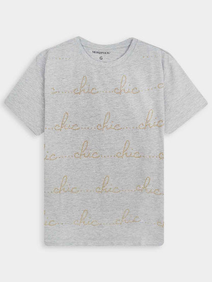 Ladies Stretch Bling Grey T-Shirt