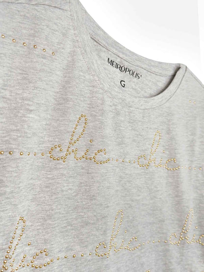 Ladies Stretch Bling Grey T-Shirt