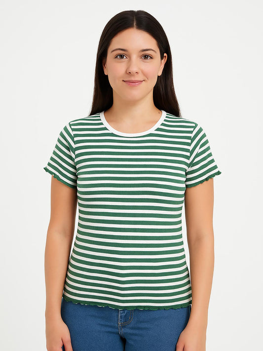 Ladies Green Striped Top