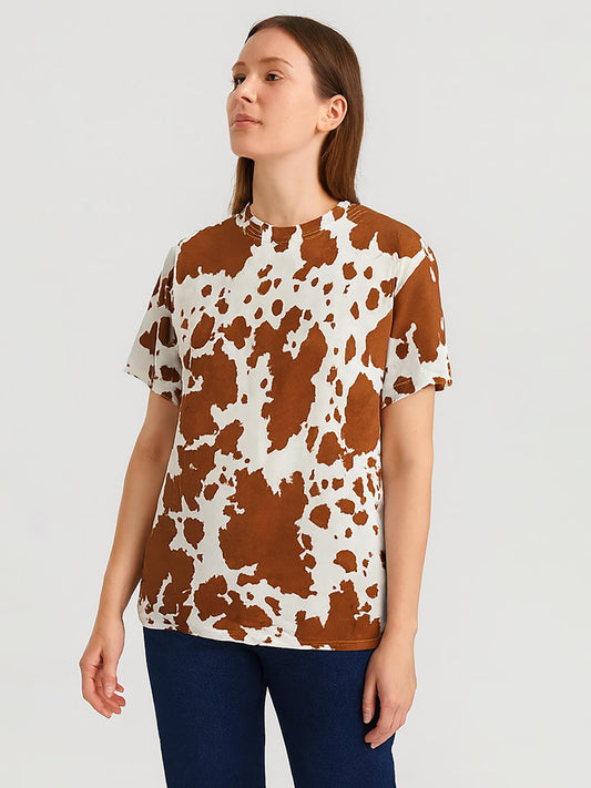 Ladies Brown AOP Top