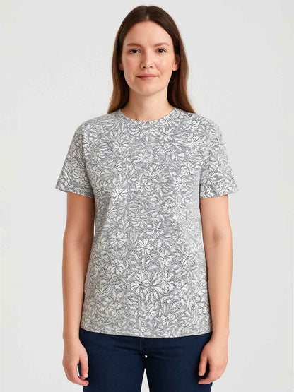 Ladies White AOP Top