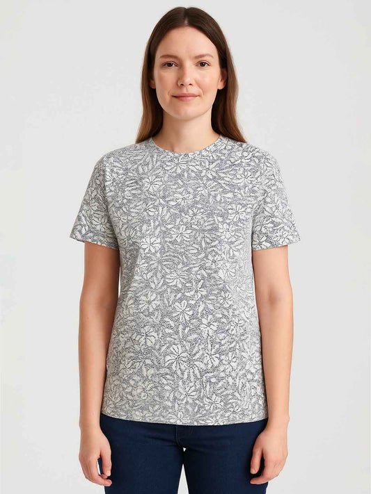 Ladies White AOP Top