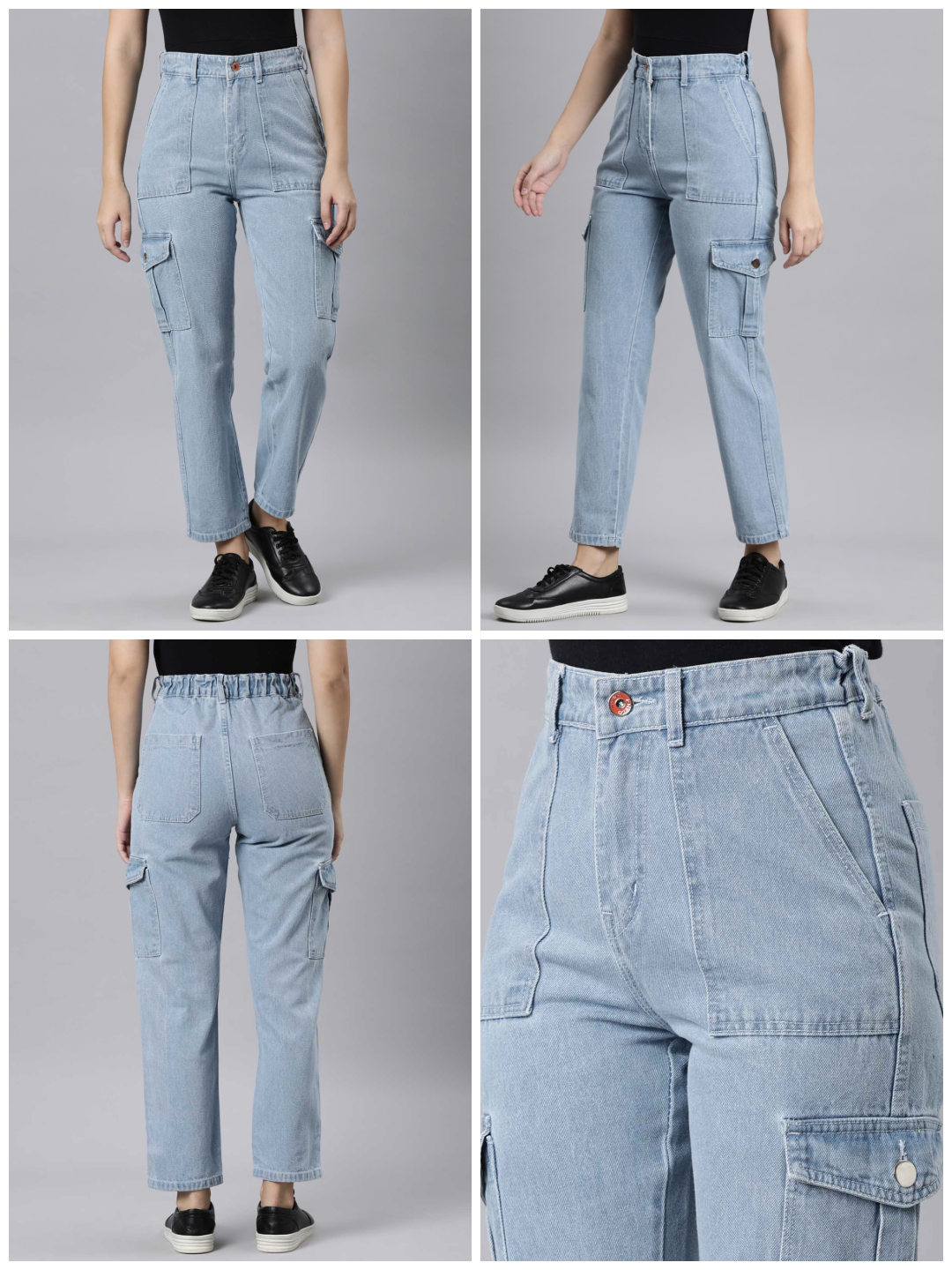 Ladies Cargo Jeans Blue