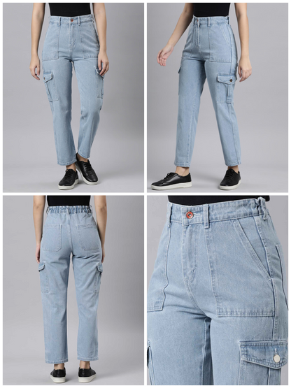 Ladies Cargo Jeans Blue