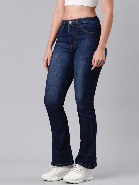 Ladies Washed Navy Jeans