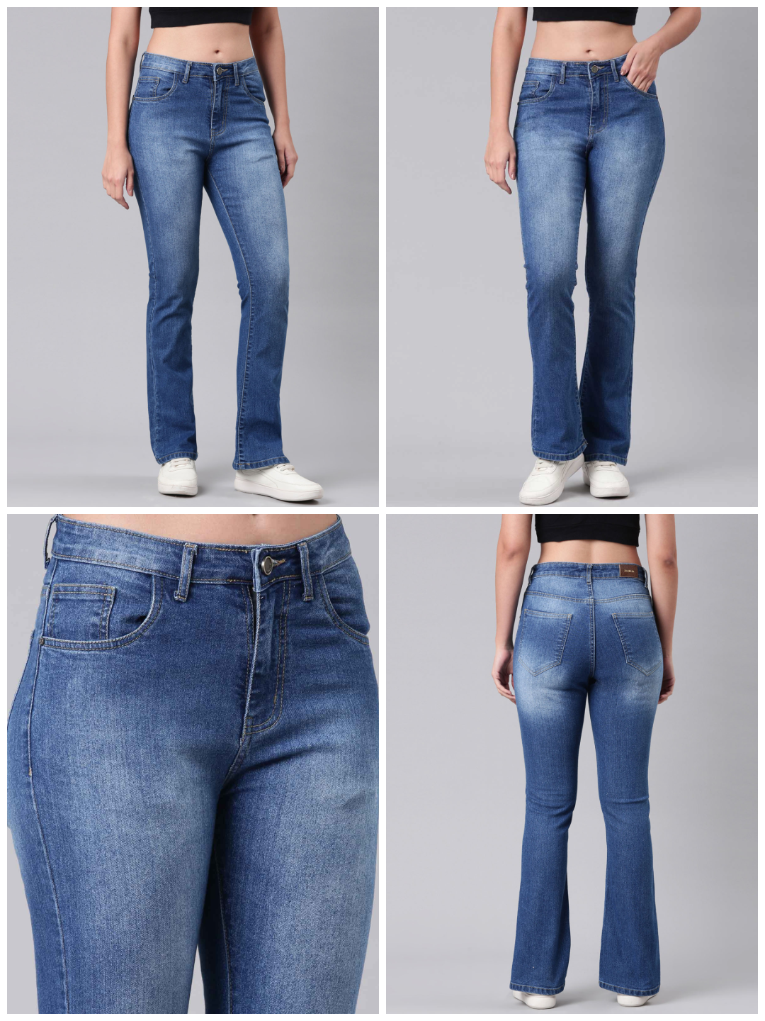 Ladies Washed Blue Jeans