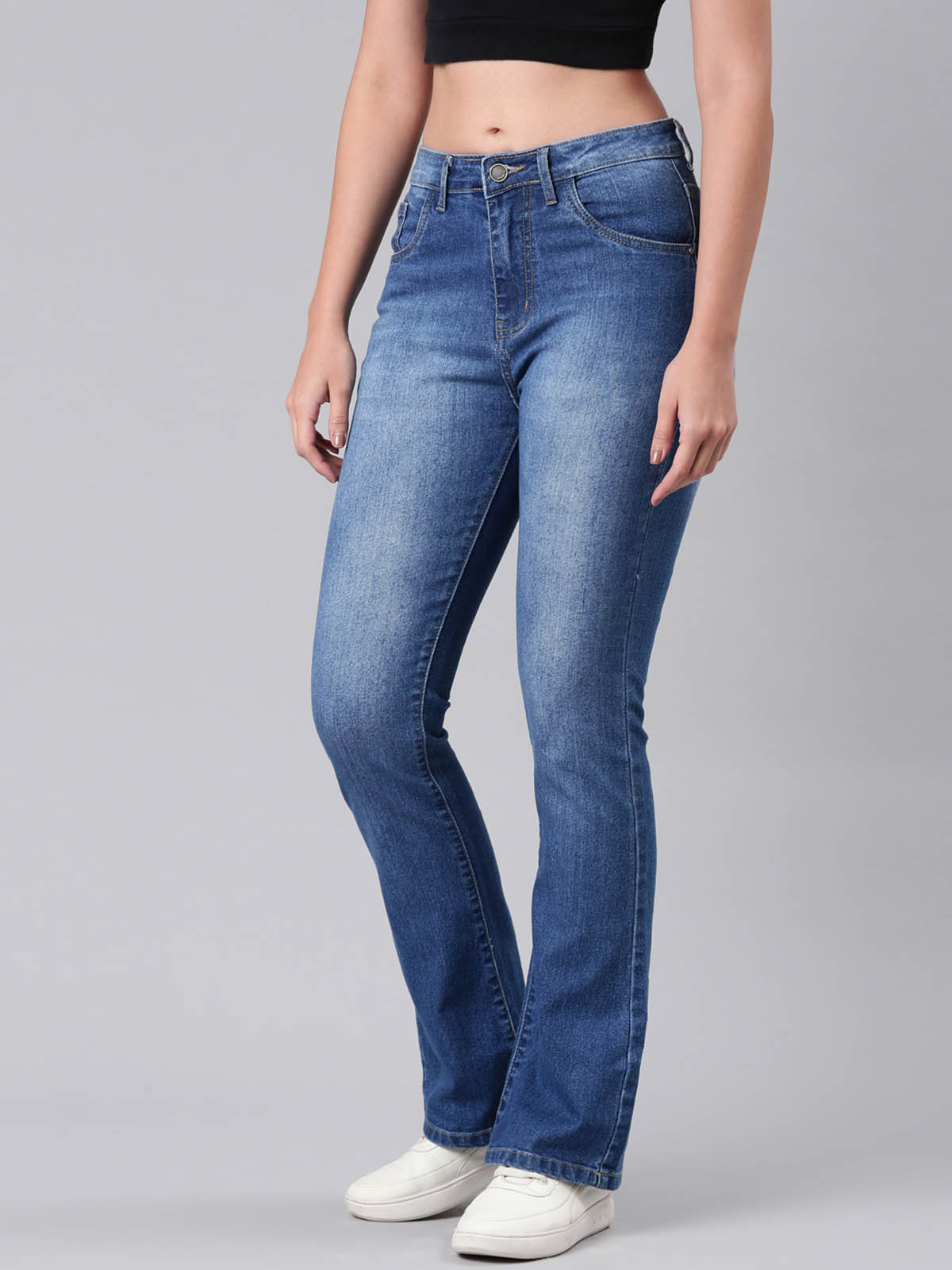 Ladies Washed Blue Jeans