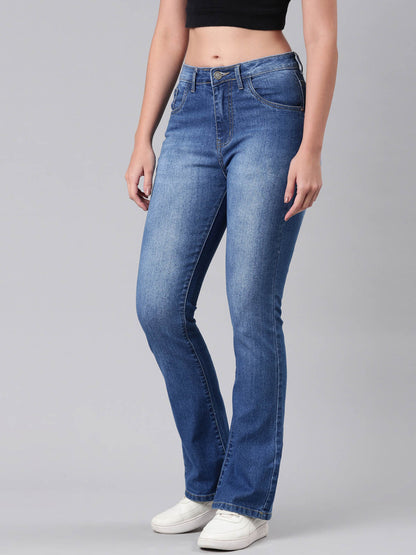 Ladies Washed Blue Jeans