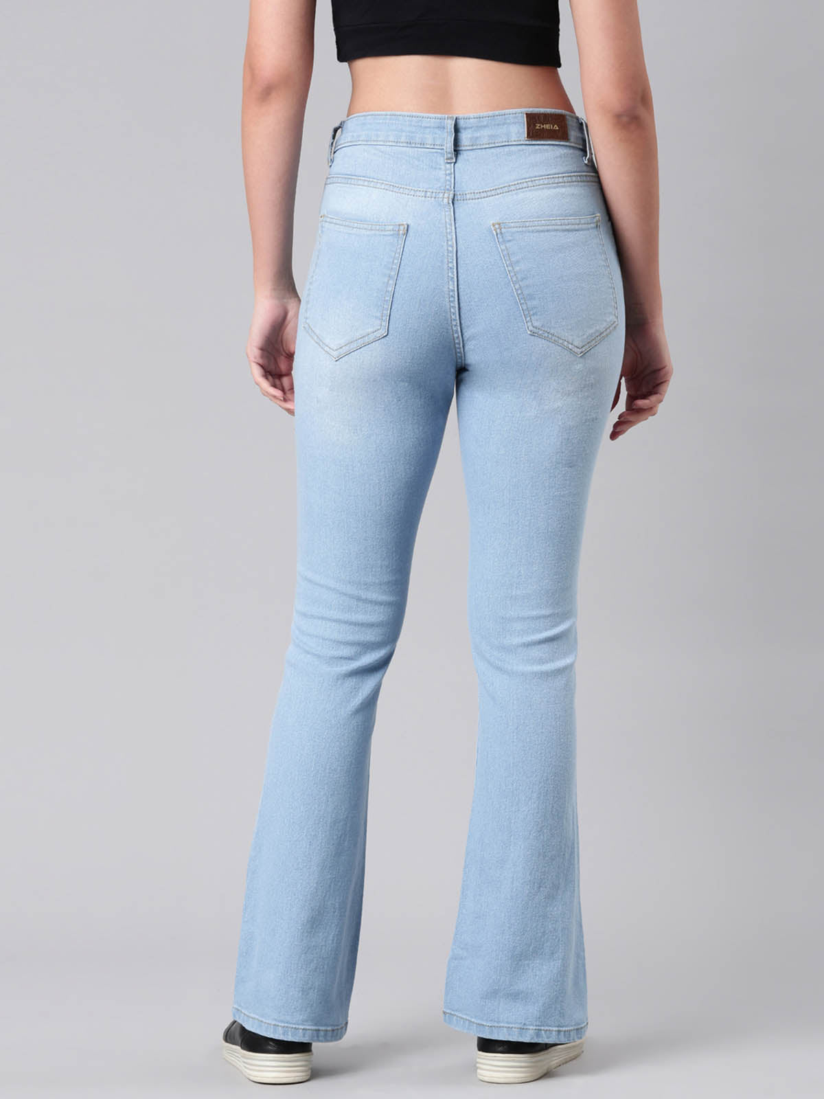 Ladies Washed Blue Jeans