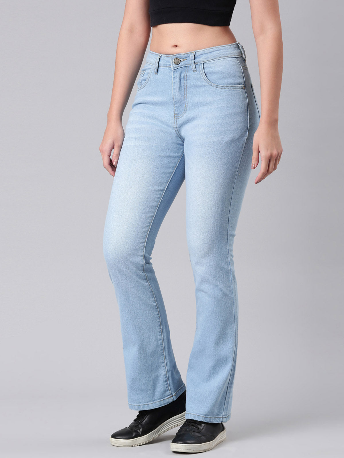 Ladies Washed Blue Jeans