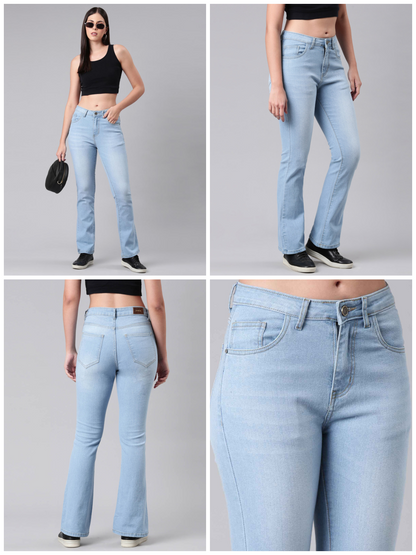 Ladies Washed Blue Jeans