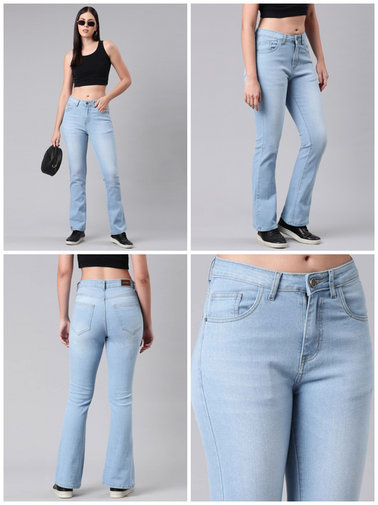 Ladies Washed Blue Jeans