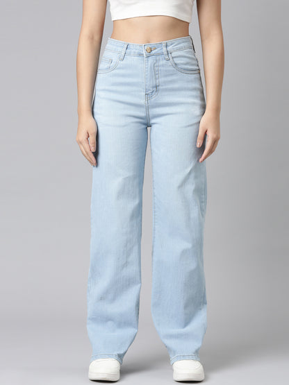Ladies Washed Light Blue Jeans