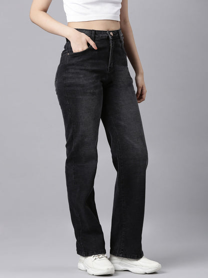 Ladies Washed Black Jeans