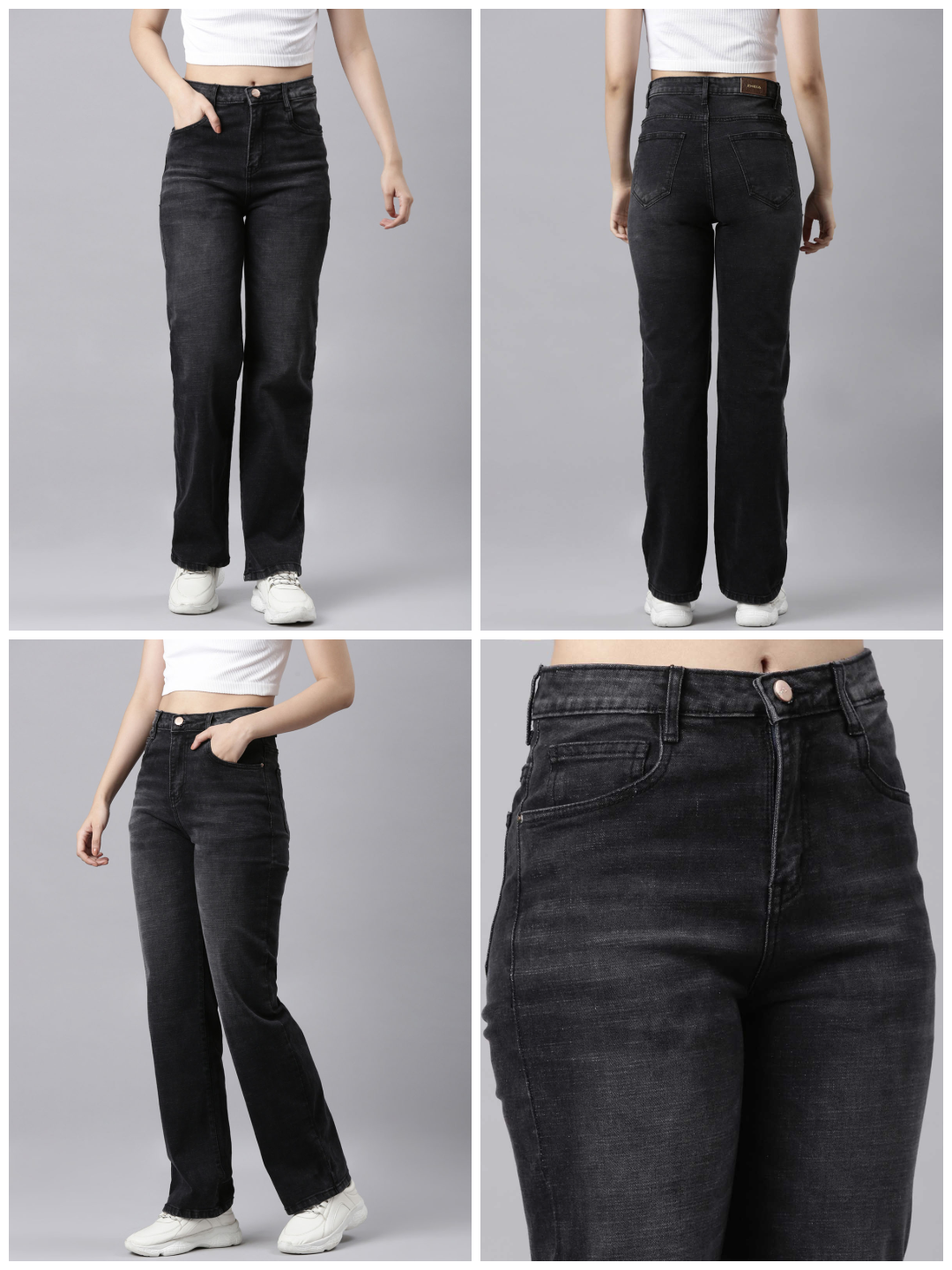 Ladies Washed Black Jeans