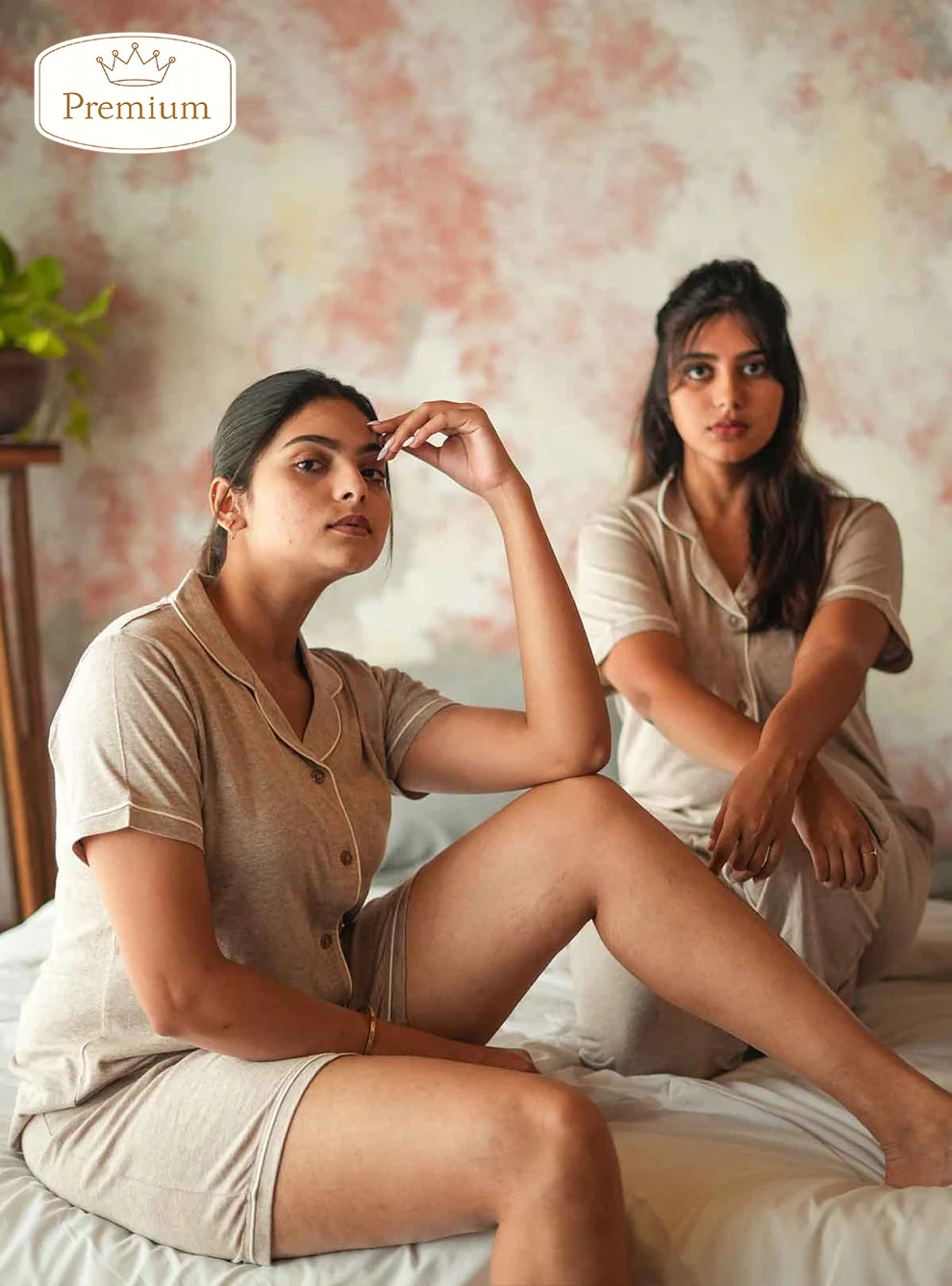 Ladies Sleepwear 3 Pc Set Beige