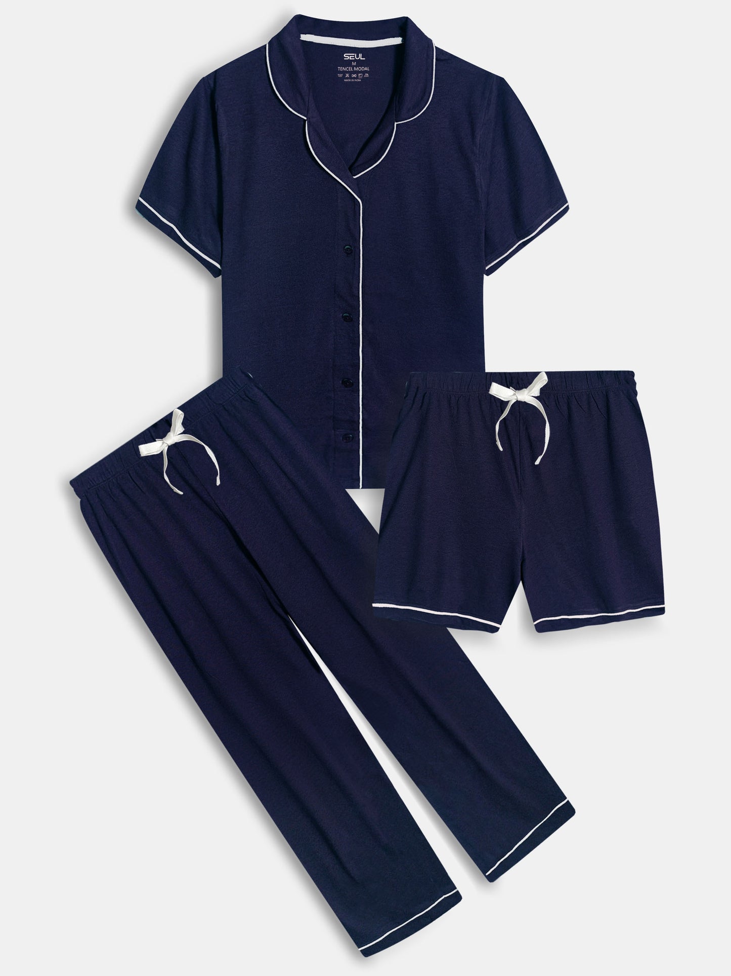 Ladies Sleepwear 3 Pc Set Navy