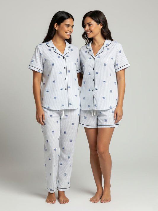 Ladies Sleepwear 3 Pc Set Striped