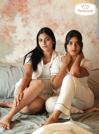 Ladies Sleepwear 4 Pc Set Off-White