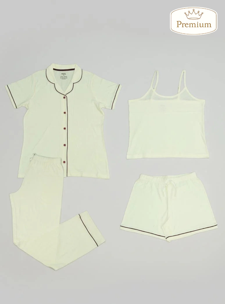 Ladies Sleepwear 4 Pc Set Off-White