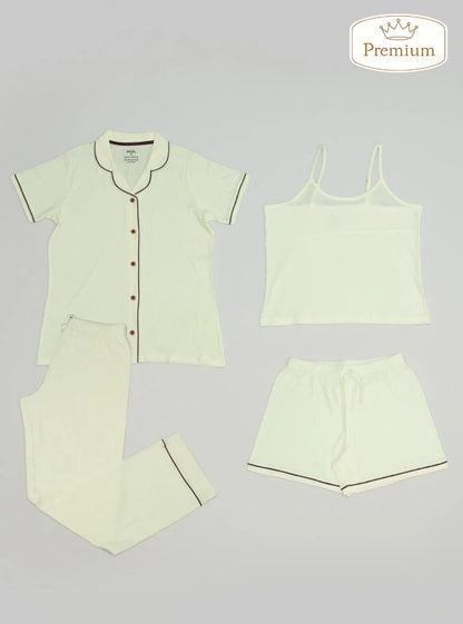 Ladies Sleepwear 4 Pc Set Off-White