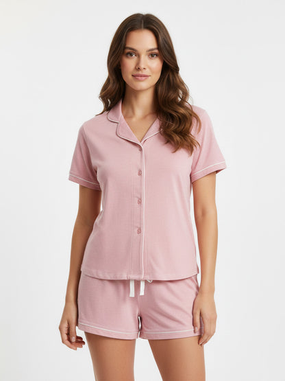 Ladies Sleepwear Shorty Set Pink