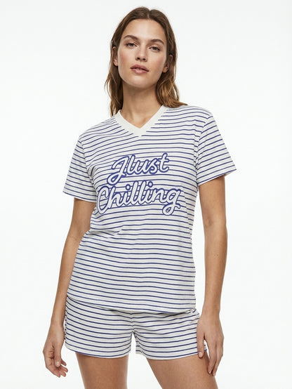 Ladies Striped Shorty Set