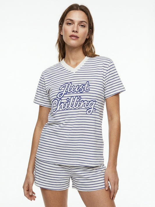 Ladies Striped Shorty Set