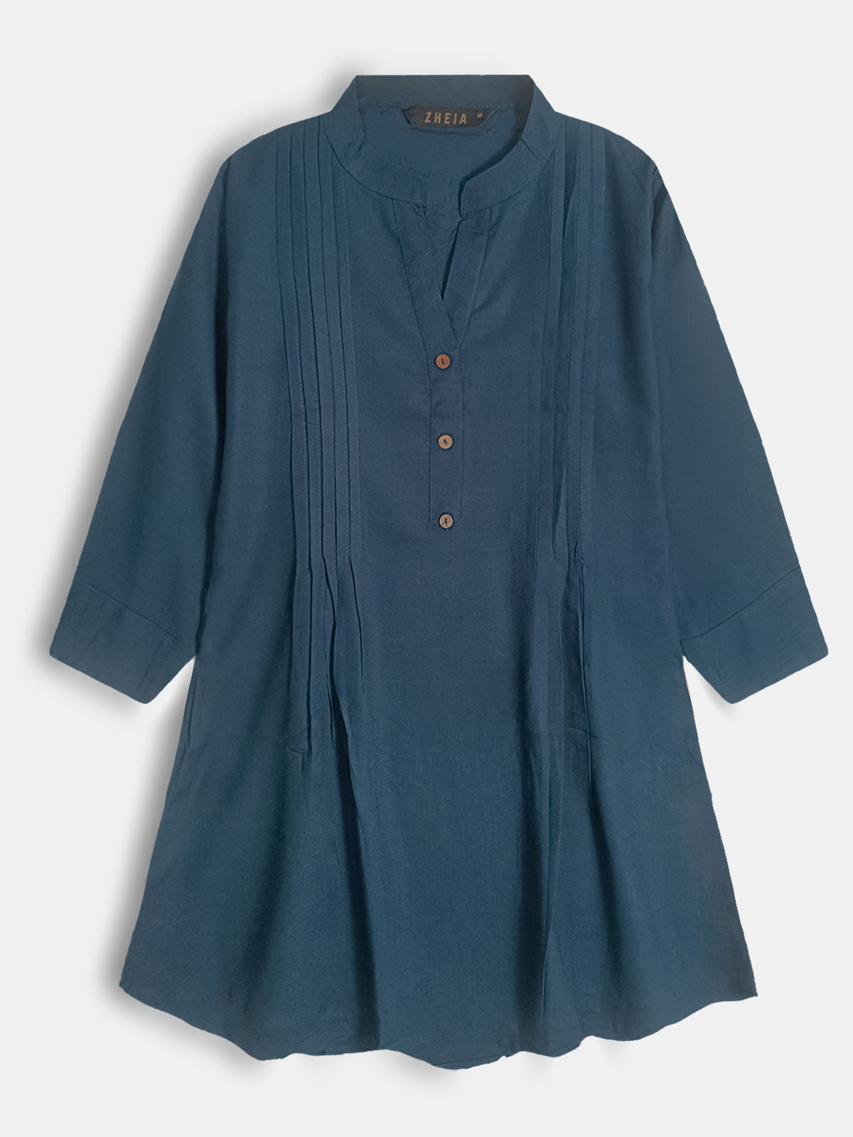 Ladies Pleated Slim Fit Blue Top