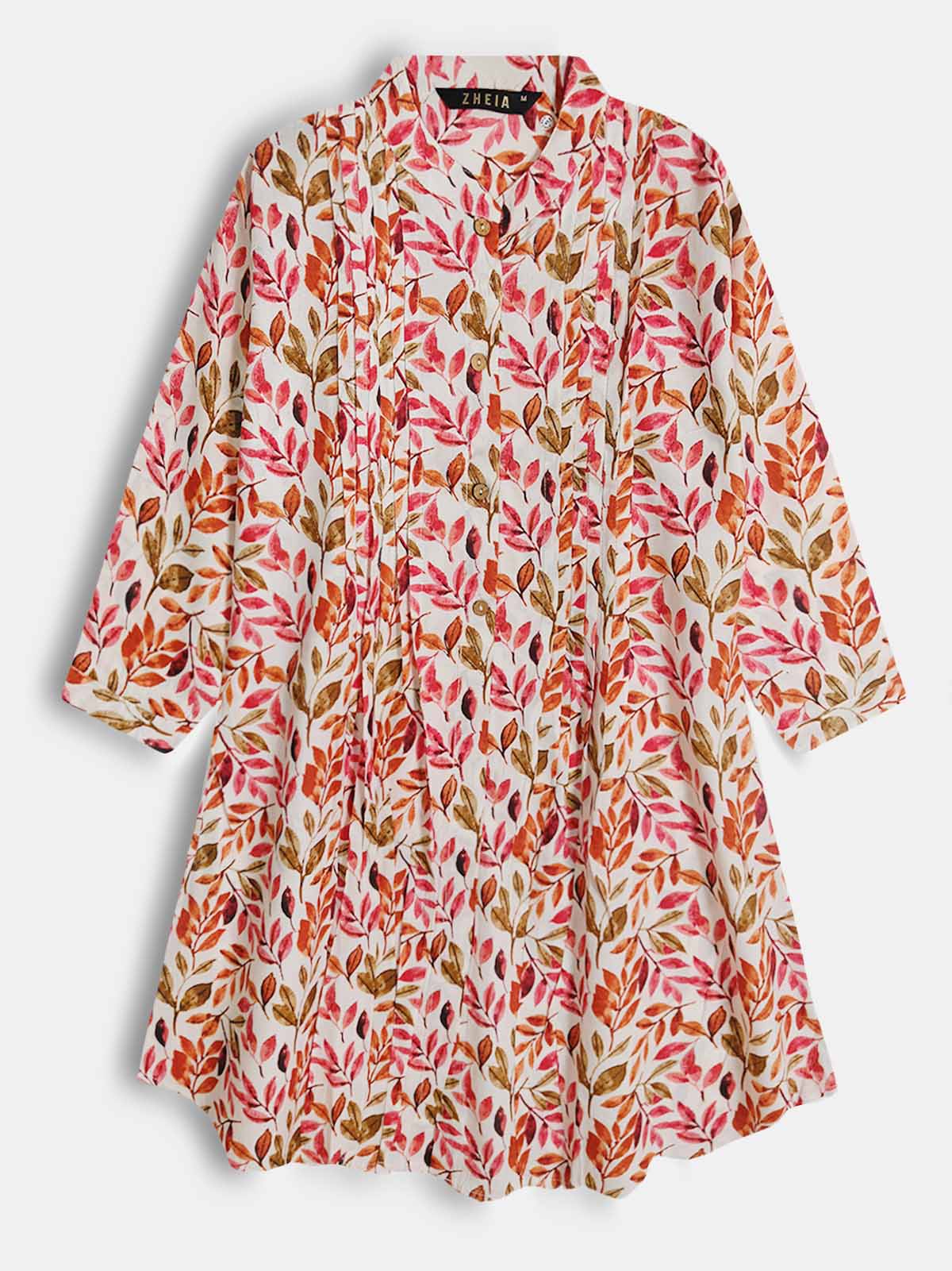 Ladies Slim Fit Leaf AOP Top