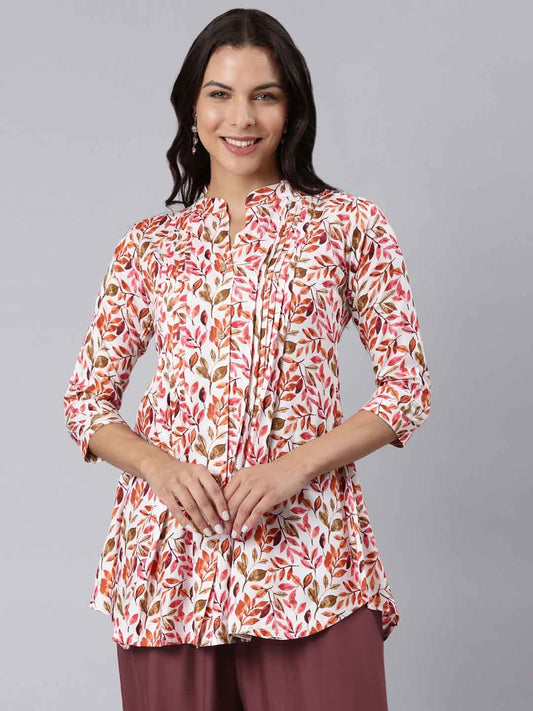 Ladies Slim Fit Leaf AOP Top