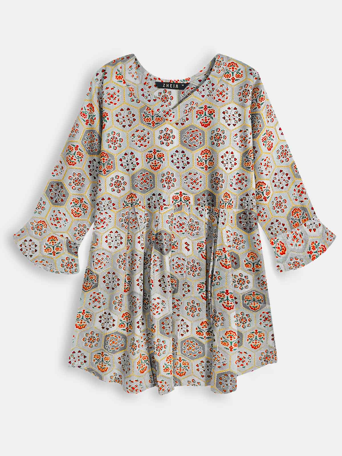 Ladies Slim Fit Peach AOP Top