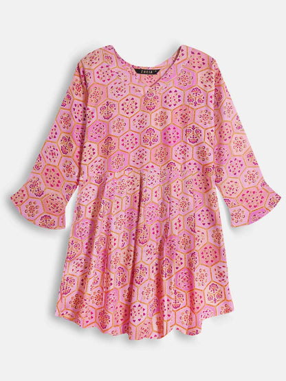 Ladies Slim Fit Pink AOP Top