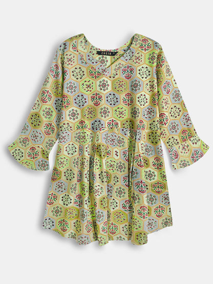 Ladies Slim Fit Olive AOP Top