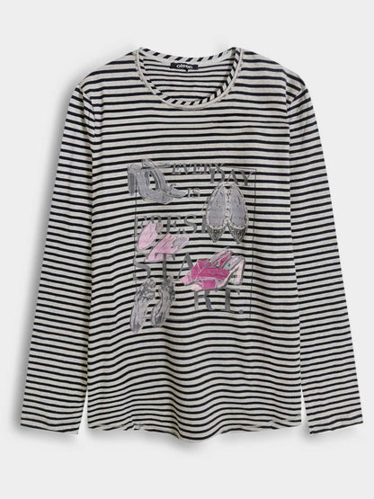 Ladies Sleeve Striped Top