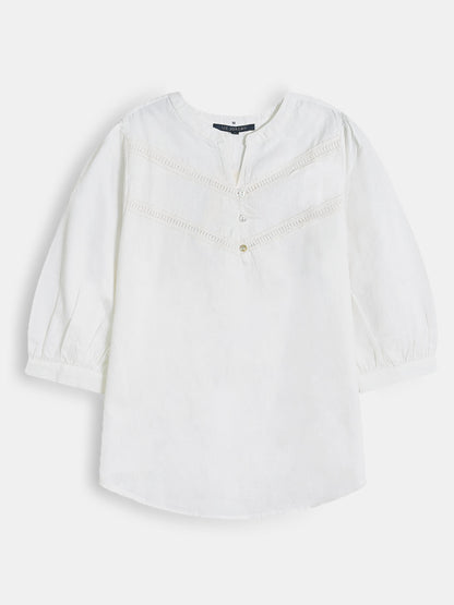 Ladies V-Neck Jacquard Top