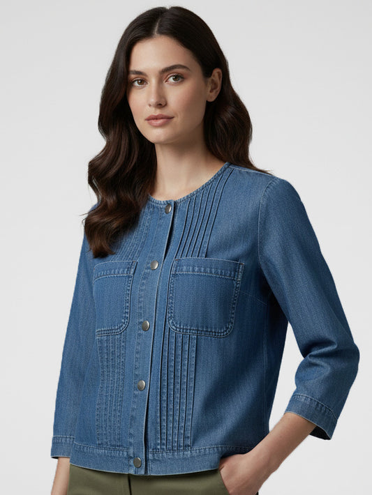 Ladies Long Sleeve Denim Top