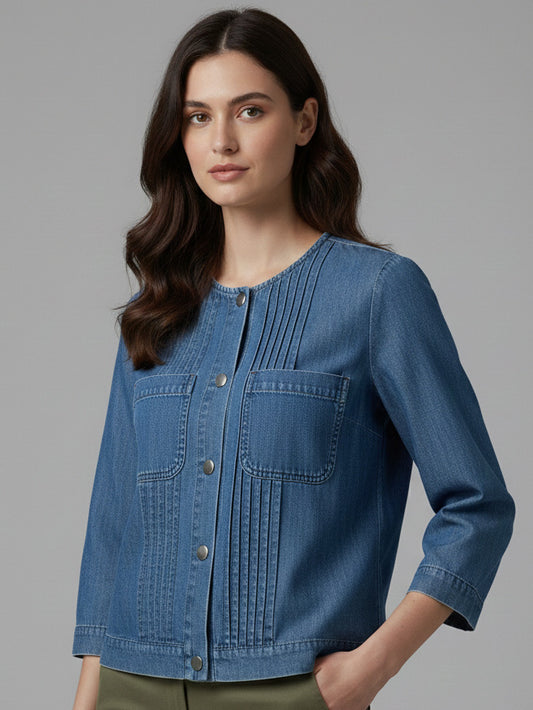 Ladies Long Sleeve Denim Top