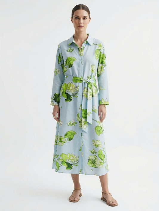 Ladies Viscose Woven Midi Shirtdress